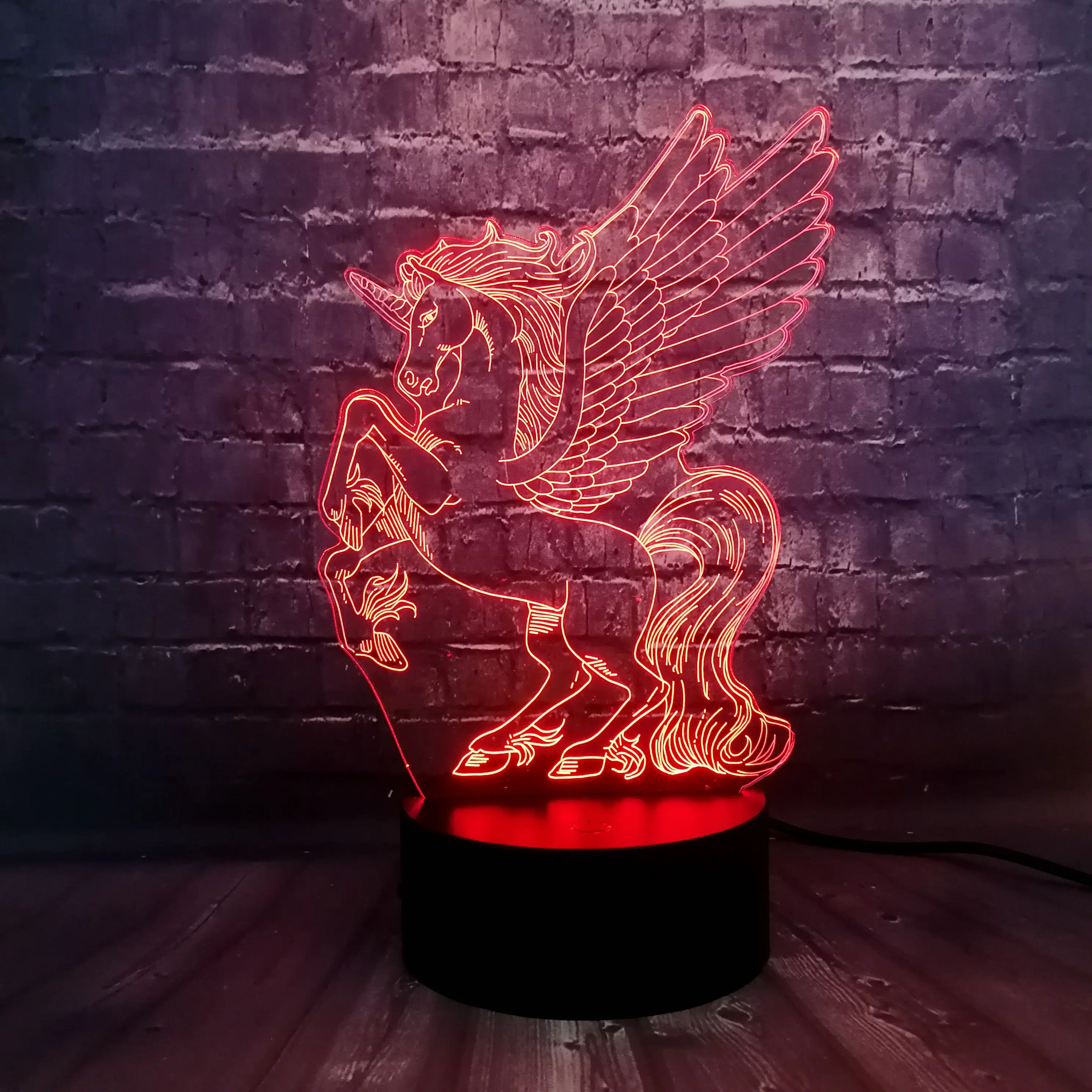 Новая иллюзия акриловая панель 3D светодиодный RGB Лошадь Единорог 7 цветов USB зарядка для детской комнаты декор ночной Светильник для настроения подарок на день детей