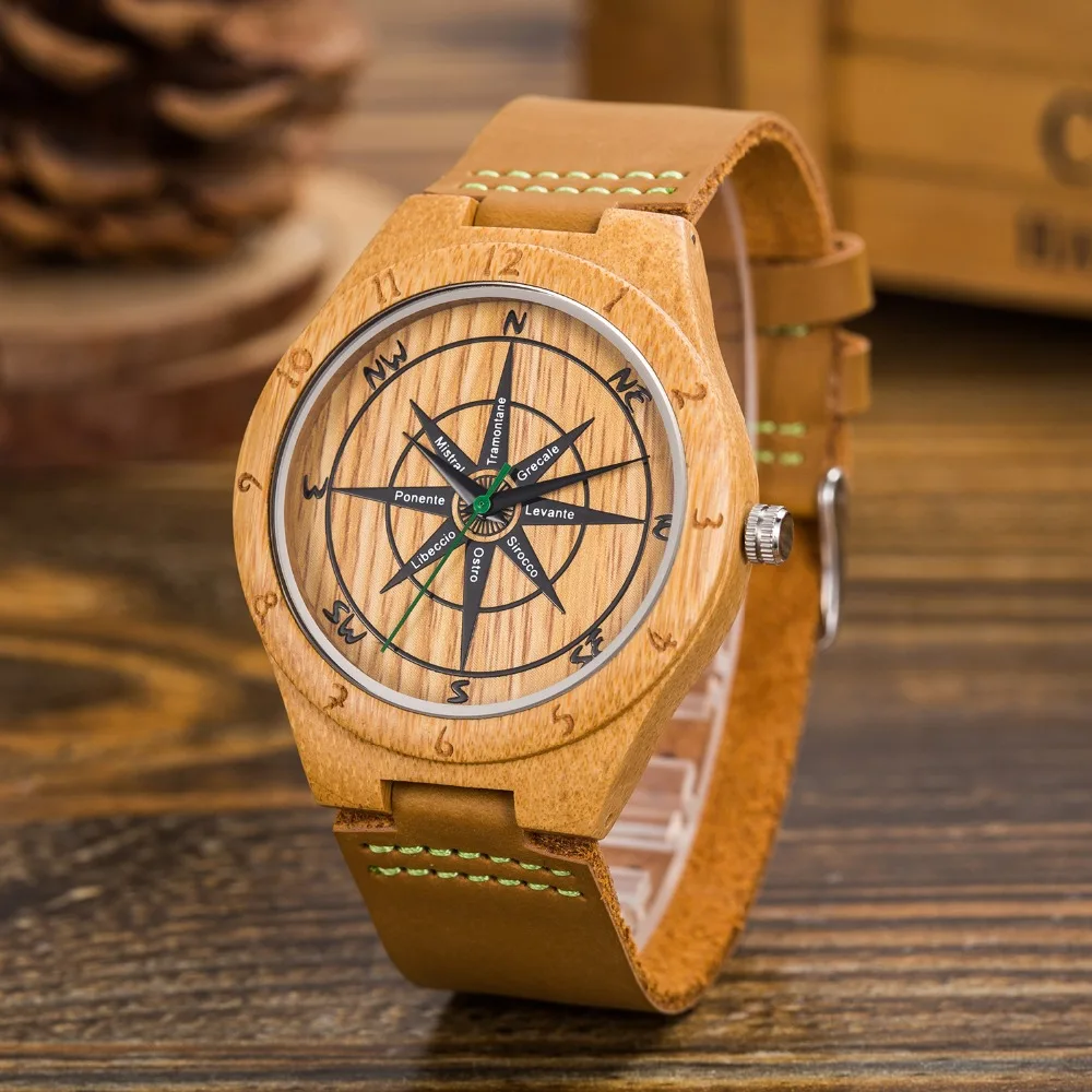 New Wood Watch Analog Digital Bamboo Clock Men Women Wooden Watch Male