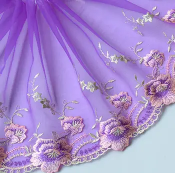 

20Yard Embroidered Peony Lace Fabric Trim Ribbon For Apparel Sewing DIY Bridal Barbie Doll Dress Window curtains Sofa