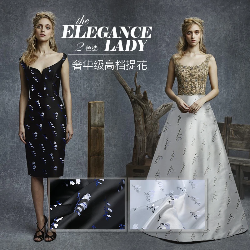 

New Jacquard Brocade Fabric High-grade Magnolia Satin Weaving Jacquard Fabric Dress Cheongsam Chinese Brocade Fabric Clothes