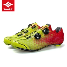 2018 Santic Pro Carbon Fiber Road Bike Cycling Shoes Sneakers Men Self-locking Breathable MTB Bicycle Shoes Non-slip Boots santic cycling mtb bike bicycle men shoes breathable mountain bike bicycle equipment self locking tpr pu shoes with free socks