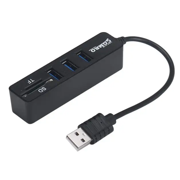 Черный CARPRIE USB Hub высокое качество 2 In1 комбо супер Скорость USB 2,0 3 Порты разветвитель+ USB кард-ридер черный, белый цвет Поддержка Micro SD - Цвет: Черный
