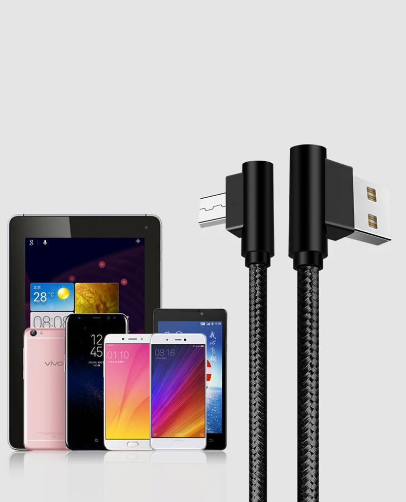 Suntaiho Micro USB кабель 90 градусов USB кабель 1 м 2 м 3 м для samsung S7 S6 2.4A Быстрая зарядка для huawei для Xiaomi Tablet кабели