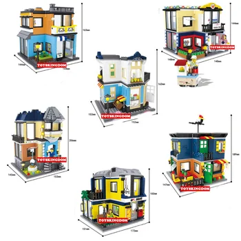 

3 changes city mini street view building block fashion store pet fruit shop Tea Restaurant Opera House Billiard room bricks toys