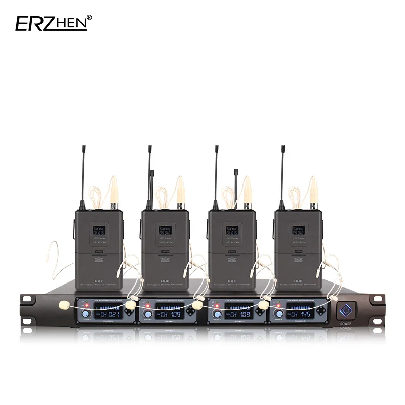 Wireless Microphone 4 Receivers 4 Headphones Professional Microphone 4