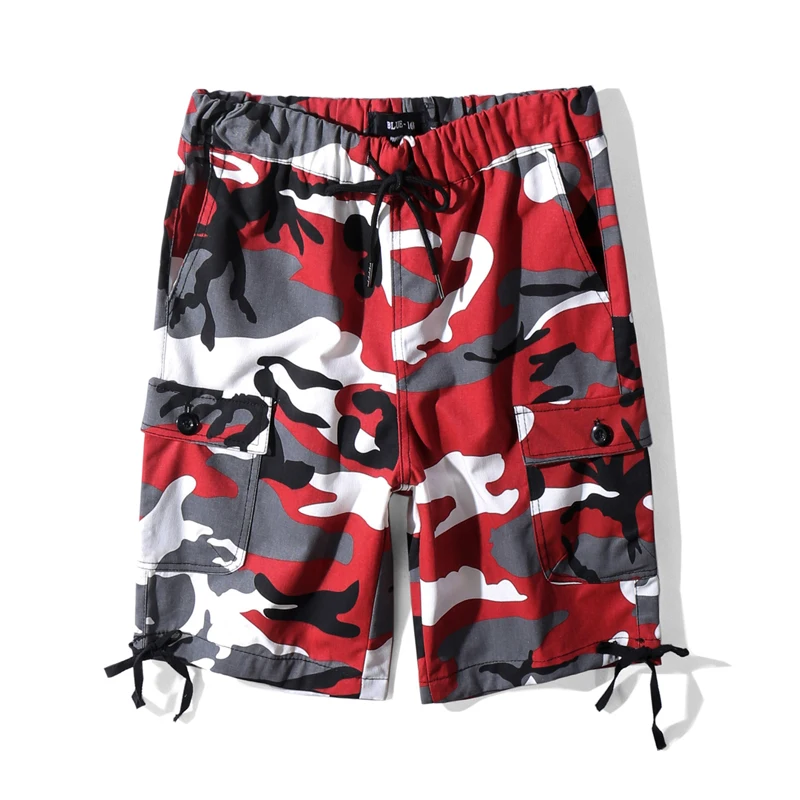 Хай-стрит с шортами камуфляжного цвета с несколькими карманами ленты короткие с эластичной резинкой на талии, Для мужчин Для женщин модные джоггеры прямое длины до колена шорты