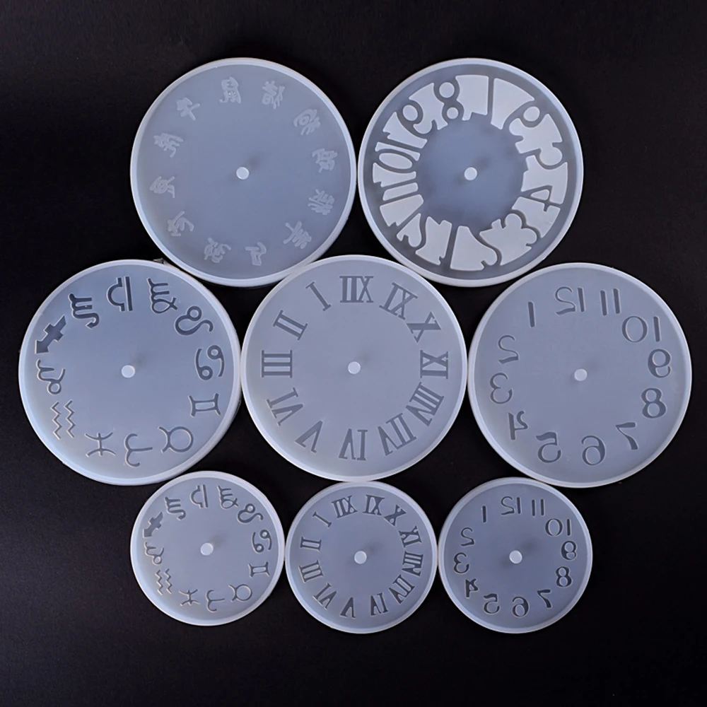 

7 Styles Silicone Mold Clock For Jewelry 10/15cm Clock Resin Cake Silicone Mould Handmade Tool DIY Epoxy Resin Molds Accessories