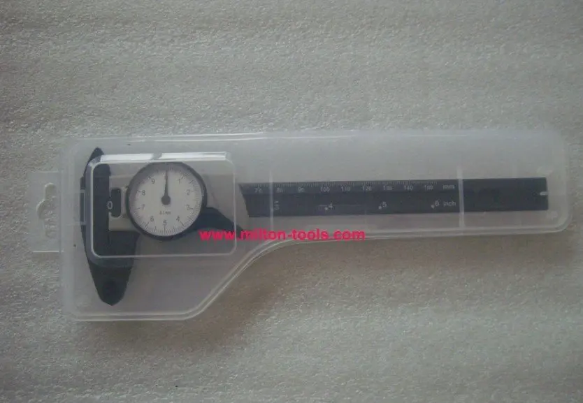 0-150mm 6 дюймов Пластик Циферблат суппорт 150 мм штангенциркуль с циферблатом, 5 шт./лот