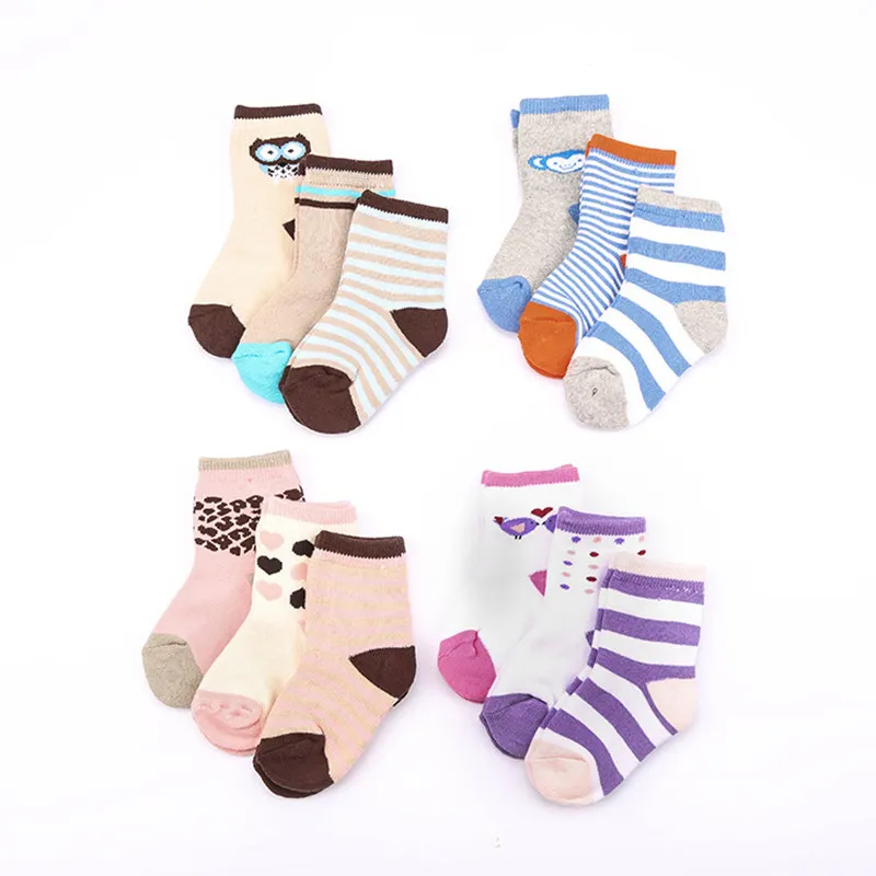 

3 Pairs Cartoon Kids Socks High Quality Cotton Infant Children Boy Girl Short Sport Socks Thick Breathable for Baby Outdoor Warm