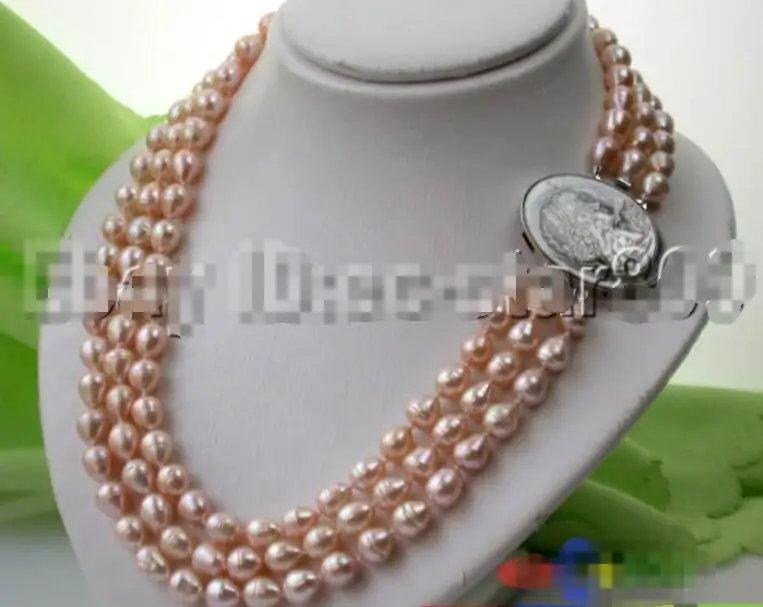

Hot sale new Style >>>>> 3ROW 11MM PINK DRIP FRESHWATER CULTURED PEARL NECKLACE SHELL p687