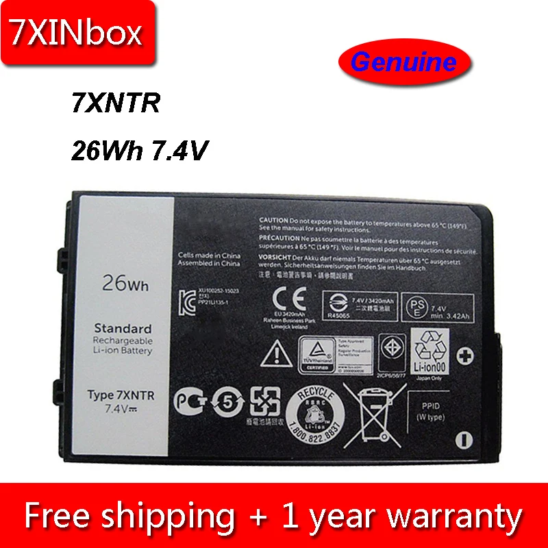 7xinbox 26Wh 3420mAh 7 4 V подлинный 7xntr FH8RW J7HTX Аккумулятор для ноутбука Dell Latitude 12 7202 Rugged Tablet |