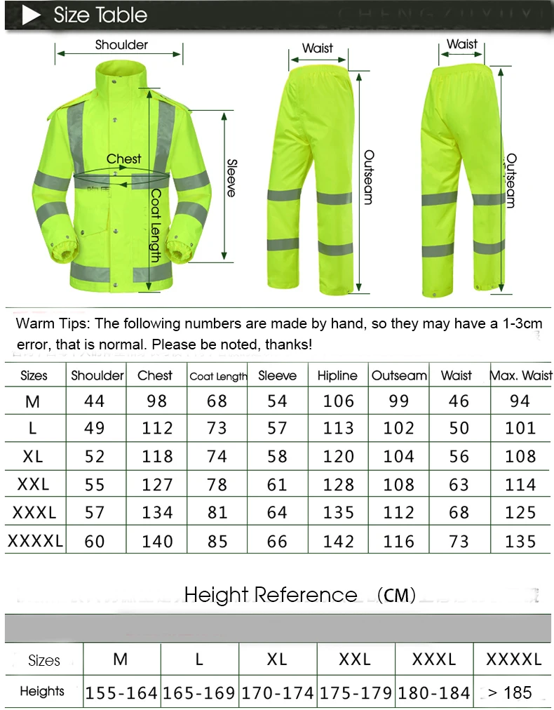 Plus Size Men Women Cycling Motorcycle Rain Coat Pants Suits Size