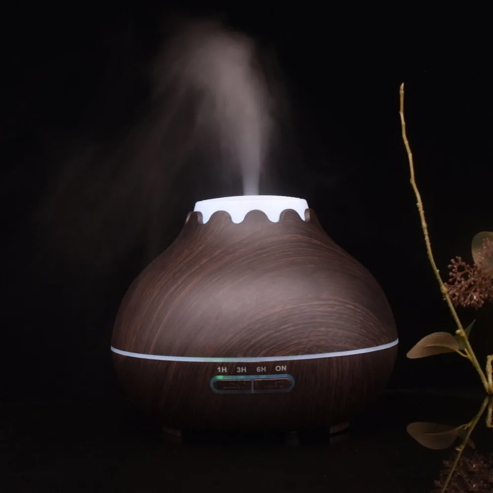 

400ml Aroma Essential Oil Diffuser Ultrasonic Wood Grain Air Humidifier with 7 Color Changing LED Lights for Office Home