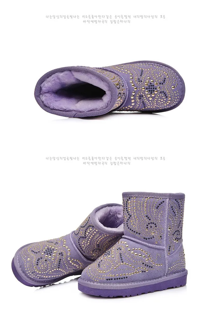 2017 Зимние новые детские зимние сапоги reihnstone дети кожаные ботинки теплая обувь с мехом принцессы для маленьких девочек ботильоны