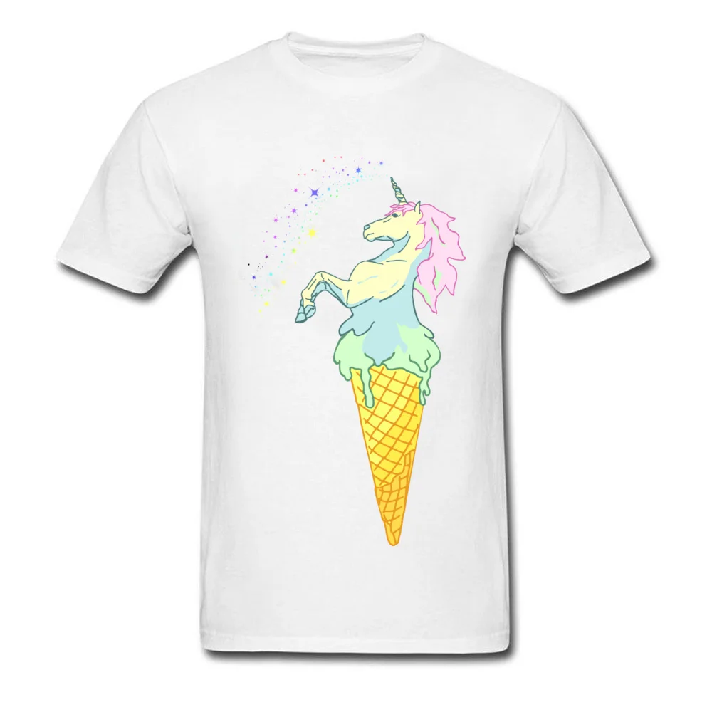 DesignStreet Short Sleeve Tops & Tees Summer Wholesale Crew Neck 100% Cotton T-Shirt Mens Tshirts ice cream unicorn  ice cream unicorn white
