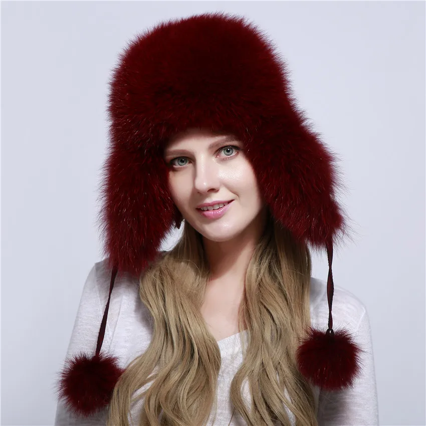 Бесплатная доставка Россия лисий мех шапка мода зима теплая енота куртка-бомбер лисий мех шапка ушанка для Для женщин толстый и Обувь на