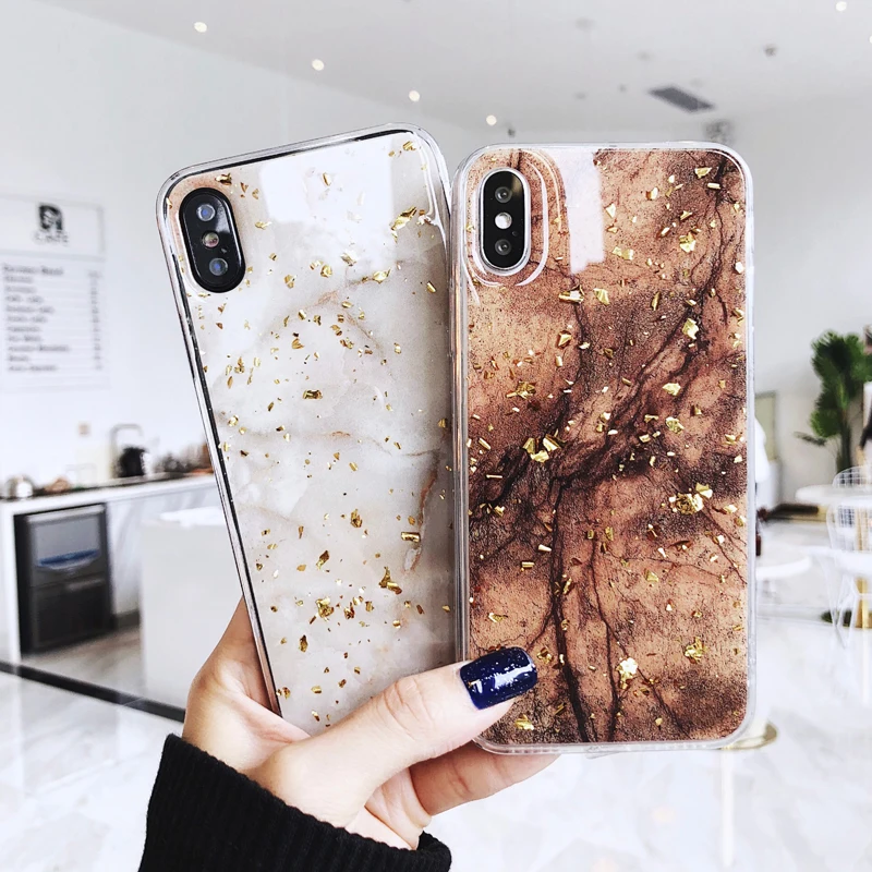 Soft TPU Cover Case Luxury Gold Marble Phone Cases For iPhone X XS Max XR