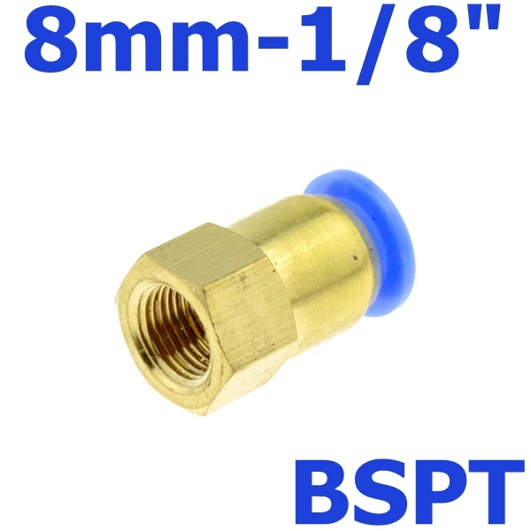 Воздушный Пневматический 8 мм OD шланг Труба нажимной в 1/" PT 1/4" BSPT 1/" 3/8" внутренняя резьба газовый соединитель латунный Быстрый фитинг - Цвет: 1 PC DN6