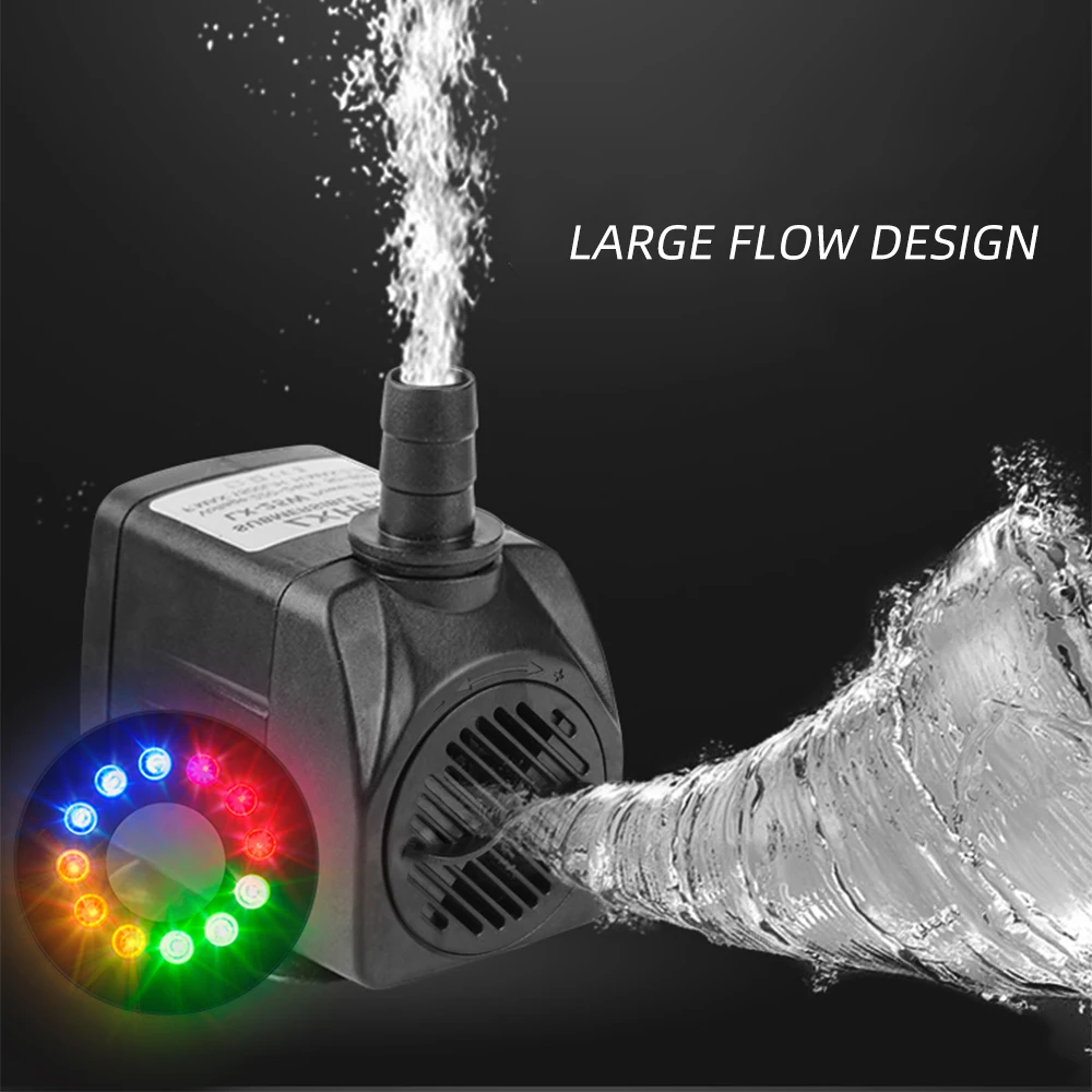 Водяной насос, погружной фонтан, водяной насос для пруда, 110 В, 220 В, 15 Вт, светодиодный погружной водяной насос, аквариумный фонтан