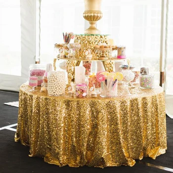 

2020 New Arrival 120inch Gold/Silver Glitter Sequin Tablecloth Round Table Cloth For Wedding/Party/Banquet Wedding Decoration