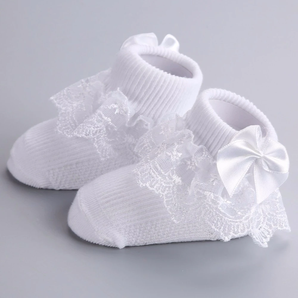 Baptism Party Solid White Newborn Baby Girl Socks Ruffles Golden Flower Meias Infantil Warm Ankle Sock Chaussette Bebe Children Socks Aliexpress