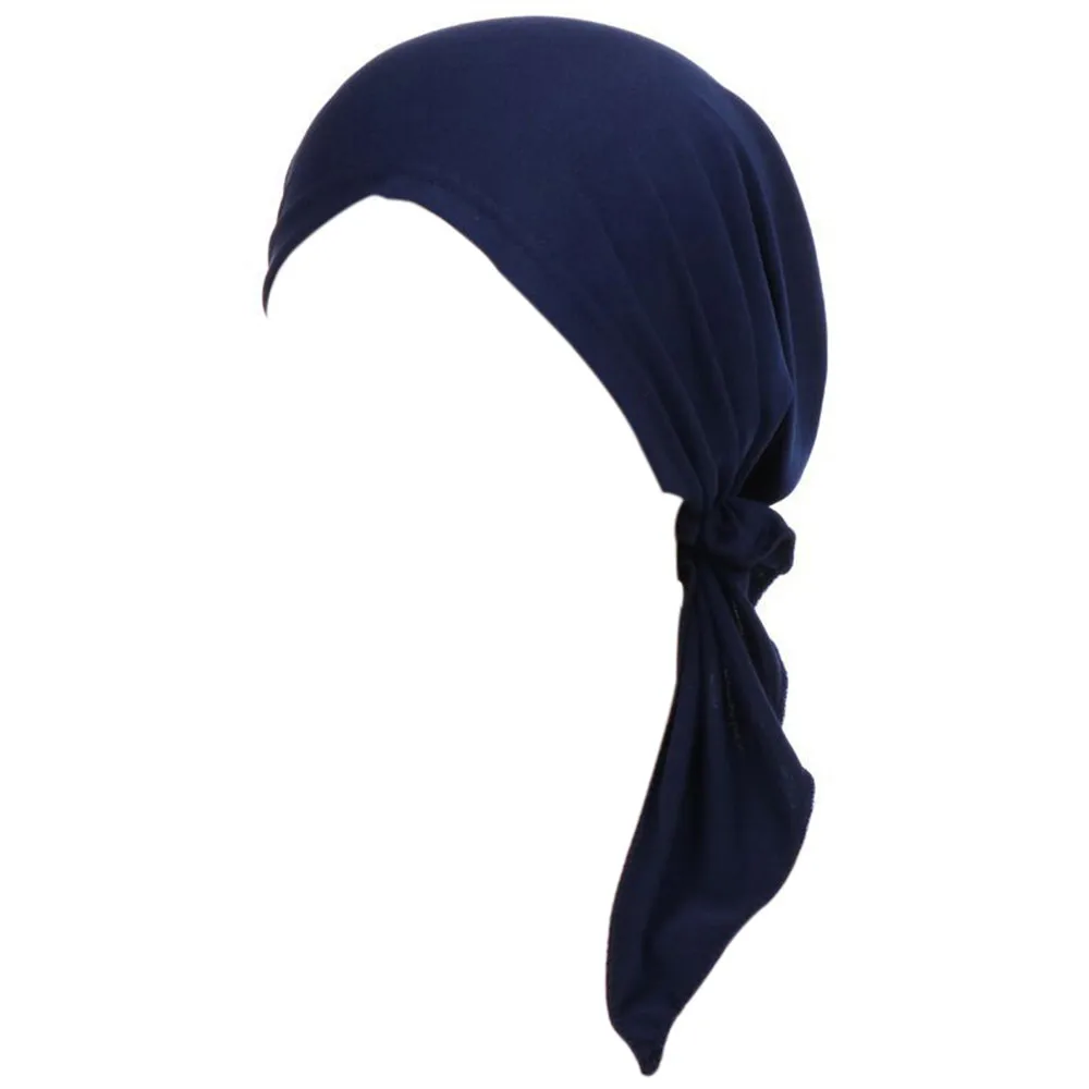 Спальное место#502 Женская индийская шляпа мусульманская гофрированная раковая шапка Хемо шарф Тюрбан два хвоста шапка повседневная одежда однотонная