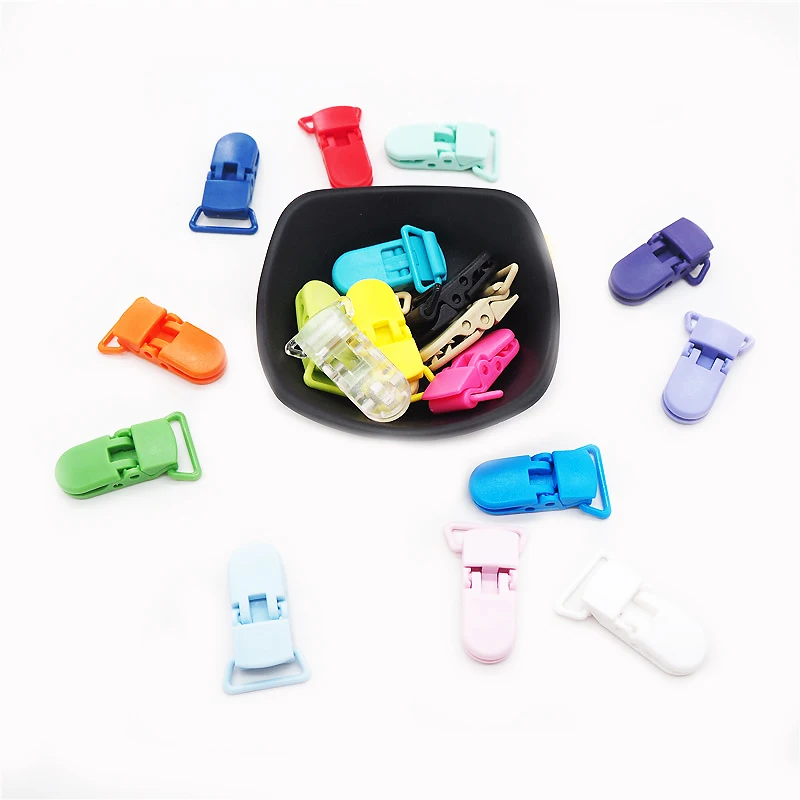 

Chenkai 50PCS 20mm Plastic Baby Pacifier Clips Mix Colors Soother Holder Dummy Suspender Clips For Baby Feeding Accessories