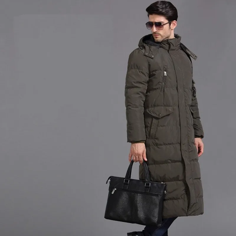 High Quality Luxury Mens Overcoat Winter Thick Warm Down Jacket Male Pocket Zipper Coats Business Casual Hooded Outerwear S-4XL