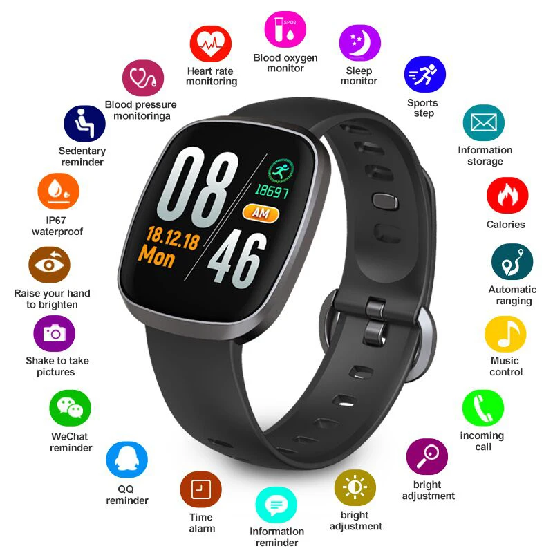 

2019 NEW Smart Watch Waterproof GT103 Blood Pressure Fitness Tracker Sleep Monitor Music Control Full Screen Touch for iPhone