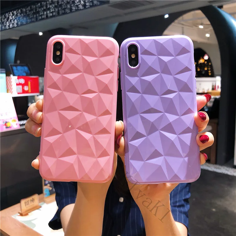 3D чехол с алмазной текстурой для iPhone 6 6s 7 8 Plus X XR XS max, мягкий чехол для телефона для iPhone 7, прозрачный чехол Ультратонкий чехол