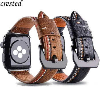 

Genuine Leather strap For Apple Watch band 42mm 38mm 44 mm 40mm apple watch 4 3 2 1 iwatch band Suture Style watchband Bracelet