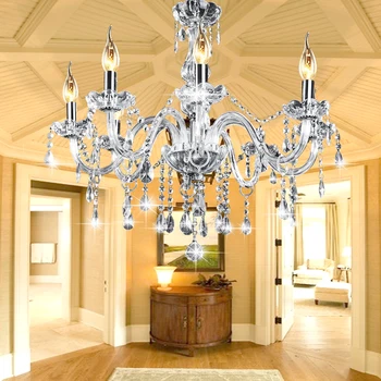 

AC110-240V 8 Heads E12 Clear Crystal Chandelier Light Modern Chandeliers Crystal Light Fixture Bedroom Hanging