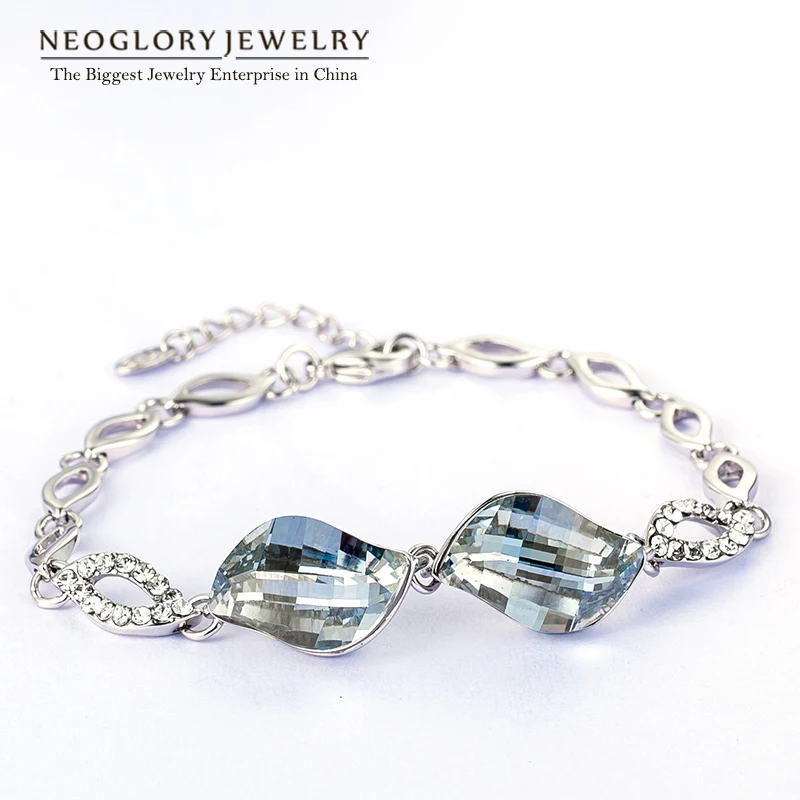 Neoglory Jewelry MADE WITH SWAROVSKI ELEMENTS Crystal Champagne Gold Color Bracelets & Bangles For Women Girl Friend 2018 New