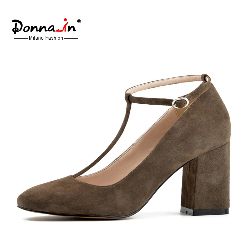 Donna in new collection patent leather shoes fashion square toe high heel women shoes genuine leather