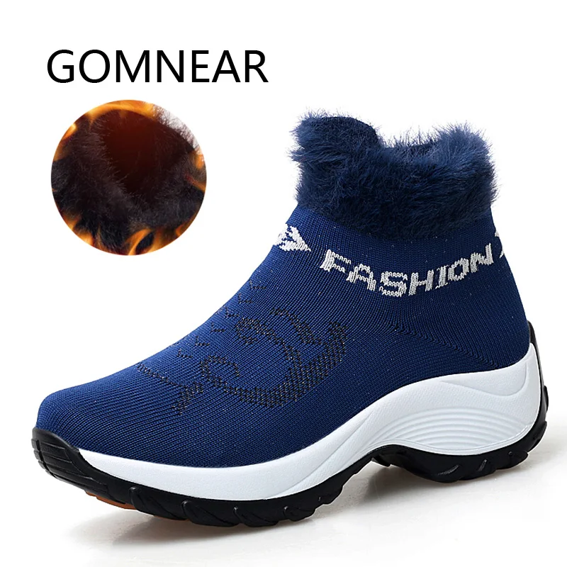 GOMNEAR Running Shoes For Women Outdoor Anti-skid Tourism Women Fashion Sneakers With Plush Trekking Shoes Sports Women Shoes