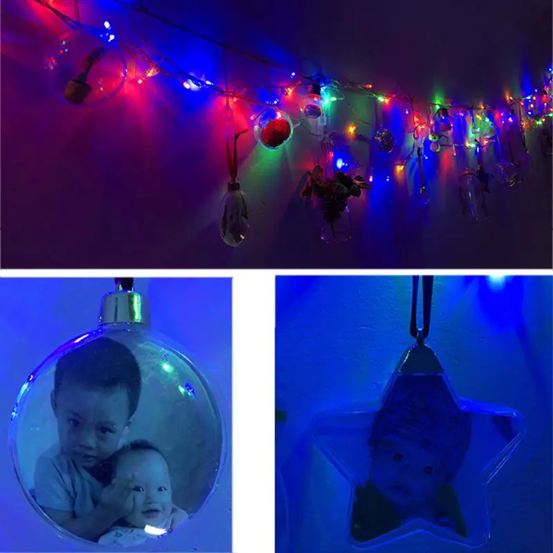 Christmas Transparent Plastic Photo Five-star Ball Christmas Decorations X-mas Tree Hanging Decor For Home Diy Party Kids Gifts