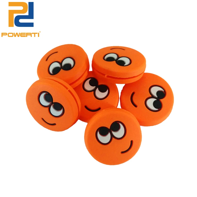 

POWERTI 10pcs/lot Tennis Dampener Big Eye Sprout Orange Expression Funny Silicone Tennis Vibration Dampeners for Men