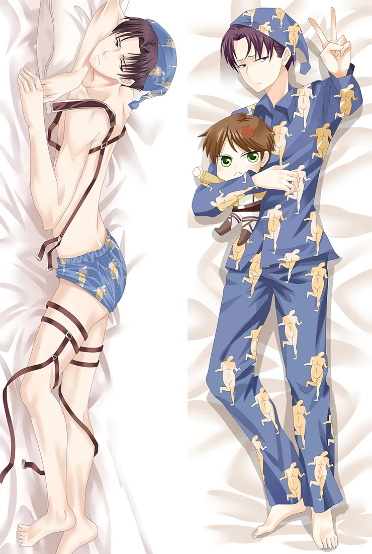Короткая футболка с героями из японского аниме атака на Титанов Леви Rivaille Dakimakura