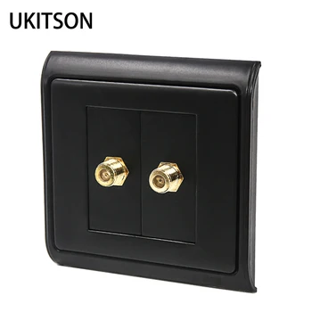 

Black Color 2 Ports F Head TV Faceplate For Digital Television Plug