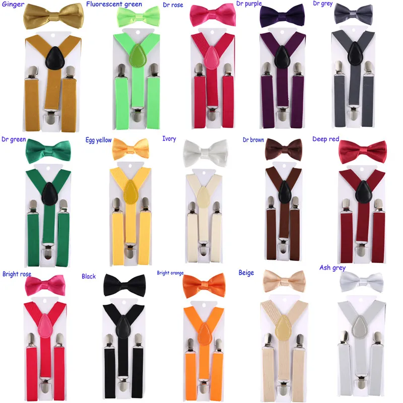 Fashion Kids Suspenders with Bowtie Children Bow Tie Set Boys Braces Girls Adjustable Suspenders Baby Wedding Ties Accessory