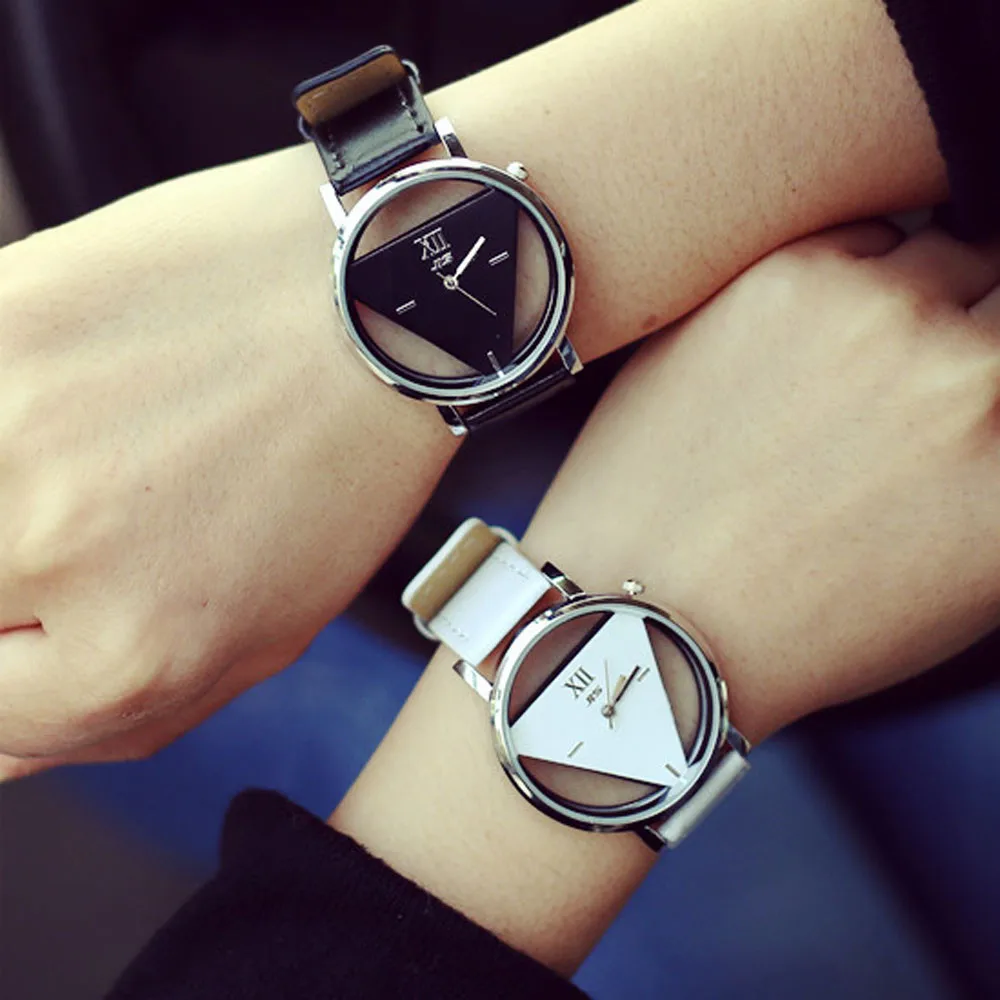 

Relogio Masculino Watch Women Famous Brand Fashion Unique Hollowed-out Triangular Dial Watch Casual Bracelet Watches Wrist 2018