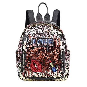 

Backpacks Girls Pu Leather Wild Leisure Sequins School Bag Female Small Backpack Travel Shoulder Bags Mochila Mujer #LR4