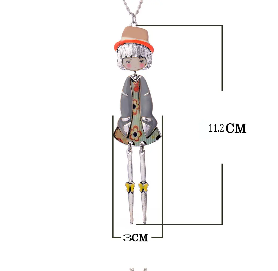 Кукольное ожерелье длинная цепь из сплава Эмаль ожерелье свитер воротник ручной работы аксессуары модные новые милые Винтажные Ювелирные изделия горячая распродажа