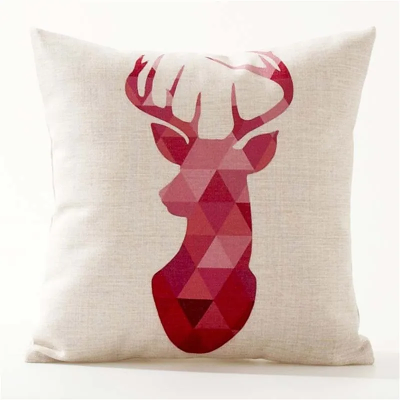Льняная подушка крышка Nordic Простые Модные красные Лось Фламинго в виде геометрических фигур белый подушка, декоративная наволочка на подушку, декоративная чехол