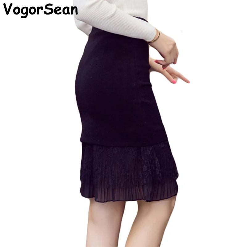 

VogorSean Womens Vintage Bodycon Pencil Skirt Lace Stretch New Fashion OL Style Slim Sexy Spring Autumn Femininas Skirts Women