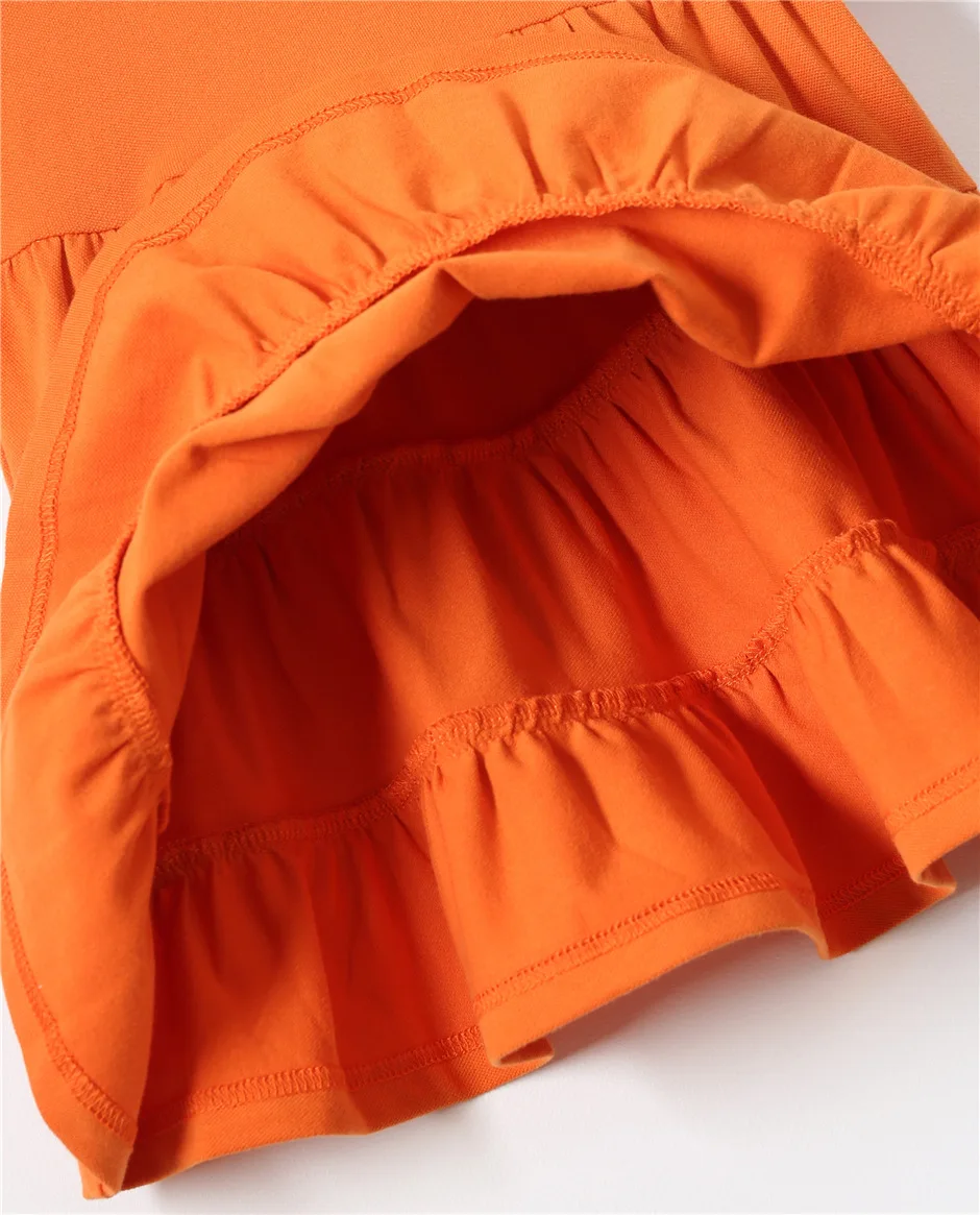 Летнее платье хлопковое многослойное платье с короткими рукавами и воротником «Питер Пэн» для девочек красивое белое/оранжевое детское платье трапециевидной формы на возраст от 1 до 7 лет