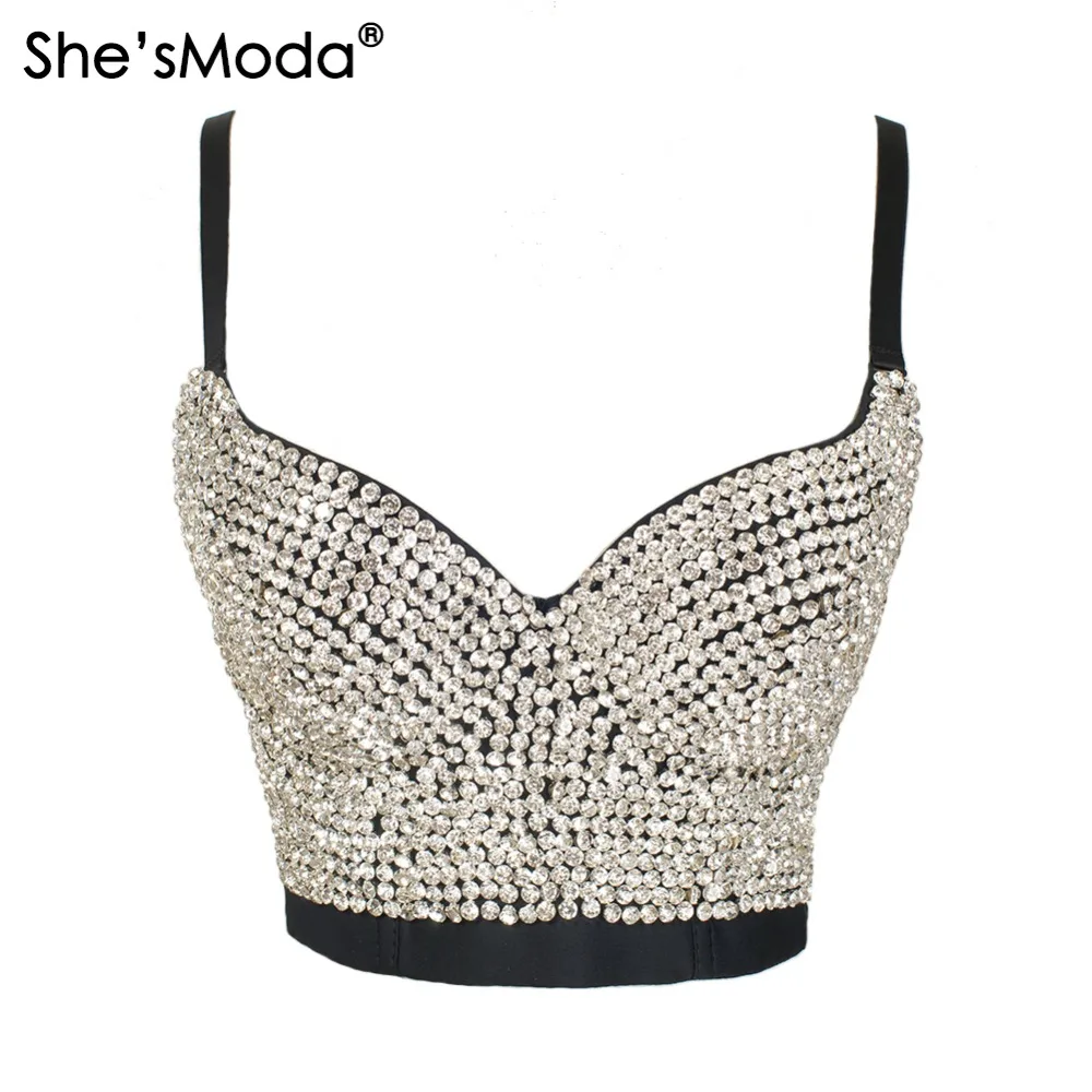 She'sModa ручной работы жемчуг Bralet Корсеты короткие женские бюстье бюстгальтер укороченный Топ Свадебные Bralette жилет плюс размер