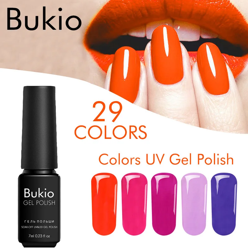 

Bukio Long Lasting Gel Varnish Pure Colors 7ml Nail Gel Paint Semi Permanent Enamels Gel Nail Polish Uv Led Fashion Nail Art