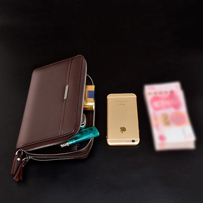 Деловой мужской кошелек с карманом для монет, кошелек на молнии, длинный мужской клатч, кошельки, портфель, большая вместительность, держатель для карт, кошелек для паспорта