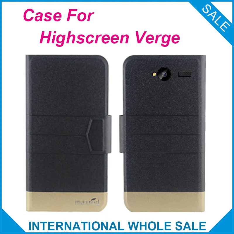 

5 Colors ! Verge Highscreen Case New Fashion Business Magnetic clasp Ultrathin Flip Leather Case For Highscreen Verge